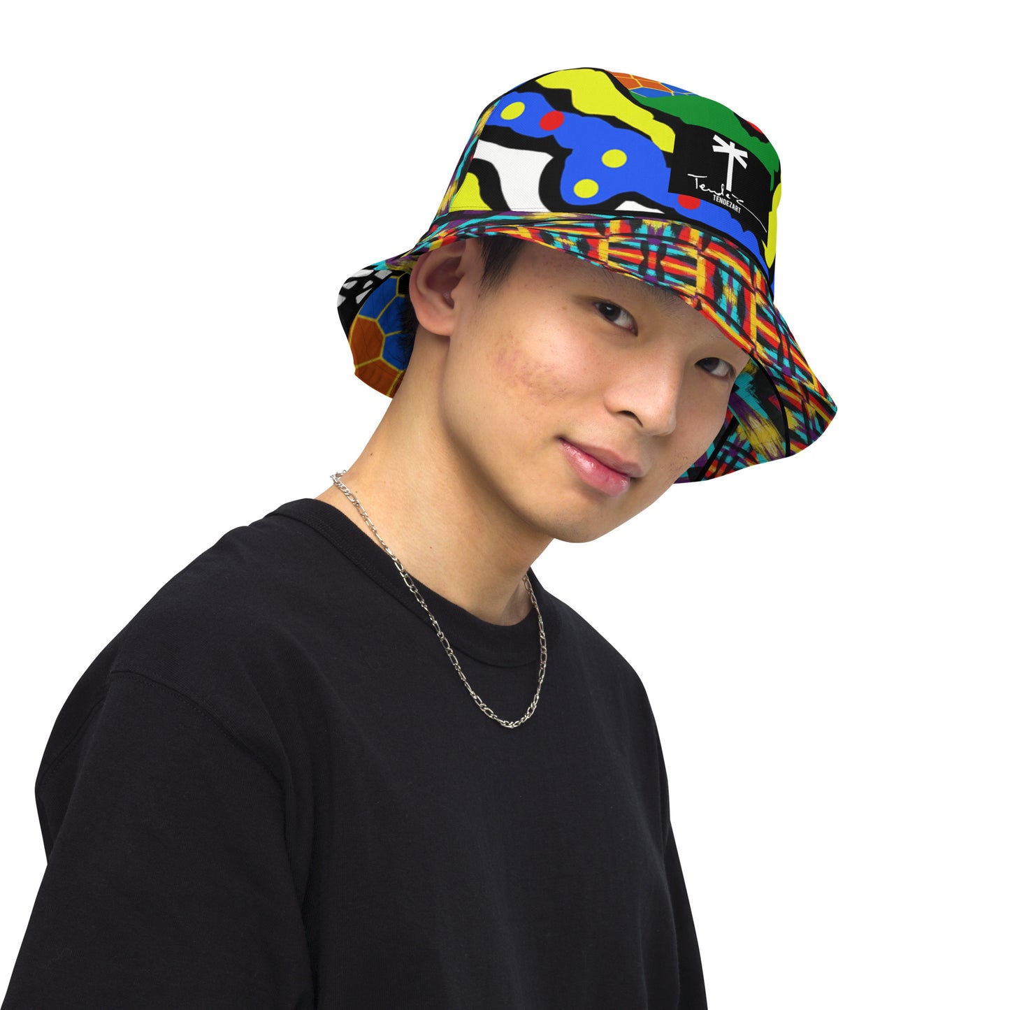 Tendezart abstract Reversible bucket hat